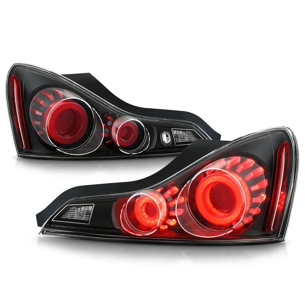 20082015 Infiniti G37 / Q60 Coupe Black Housing 3D LED Tube Tail Lights