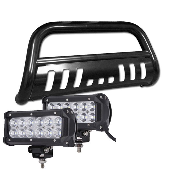 20092015 Honda Pilot Front Bumper Bull Bar Guard + Pair 36W LED Light Bar Black