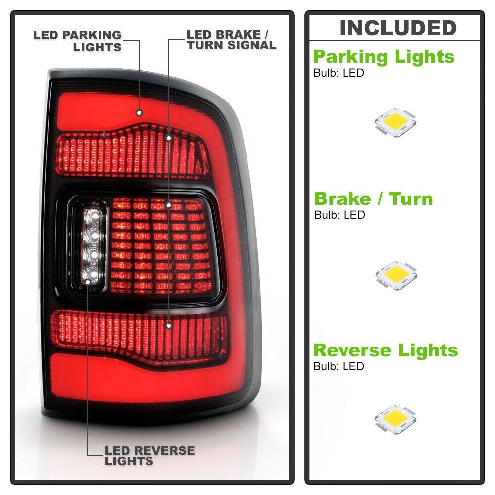 thumbnail image 2 of Pair LED Tail Lights For Dodge RAM 1500 2019-2022 | Black Housing MZORANGE 2 of 6