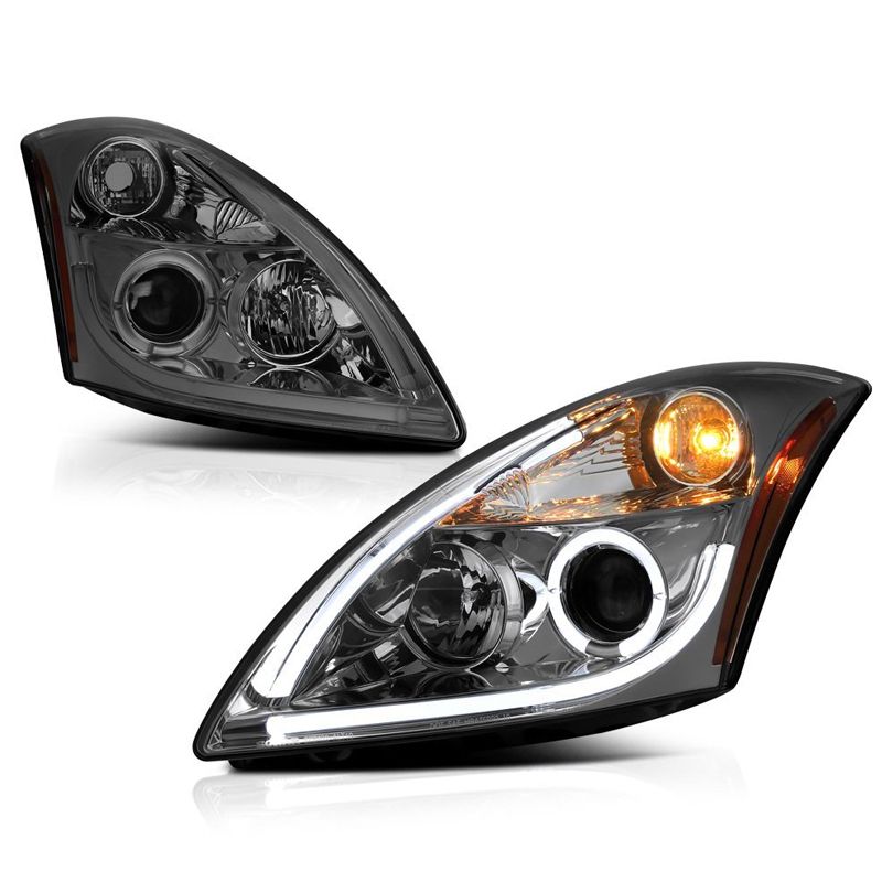 For 2010-2013 G37 Sedan LED Tube Projector Black/Smoke Headlights w/Blue DRL Kit