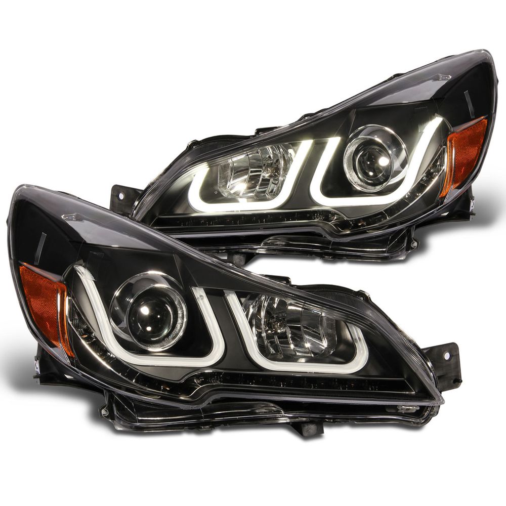 20102014 Subaru Outback LED UStyle LightBar Projector Headlights Black