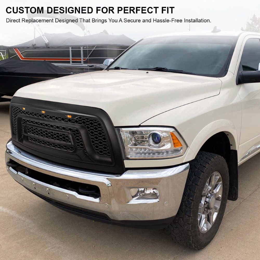 20102018 Dodge Ram 2500 3500 Rebel Style Hood Grille w/ Amber LED