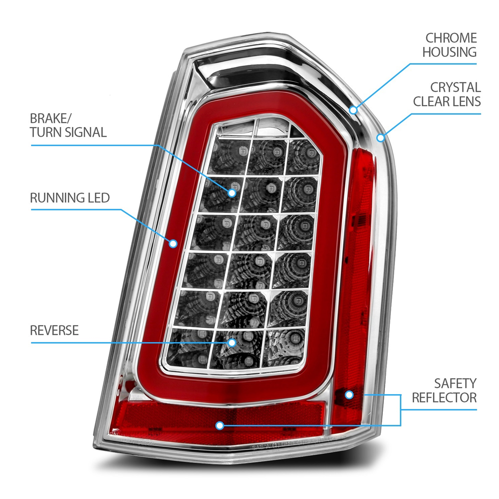 20112014 Chrysler 300 Full LED Tail Lights Chrome