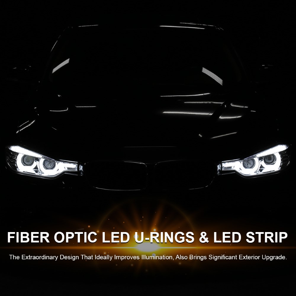 20122015 BMW F30 LED Halo HID Projector Headlights Black