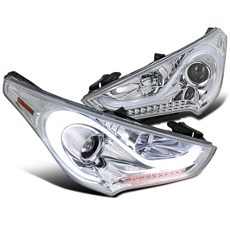 20122017 Hyundai Veloster LED DRL / Signal Projector Headlights Chrome