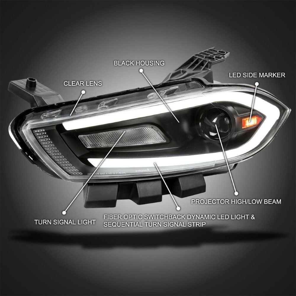 SpecD 20132016 Dodge Dart Projector Headlight w/ LED DRL & Switchback