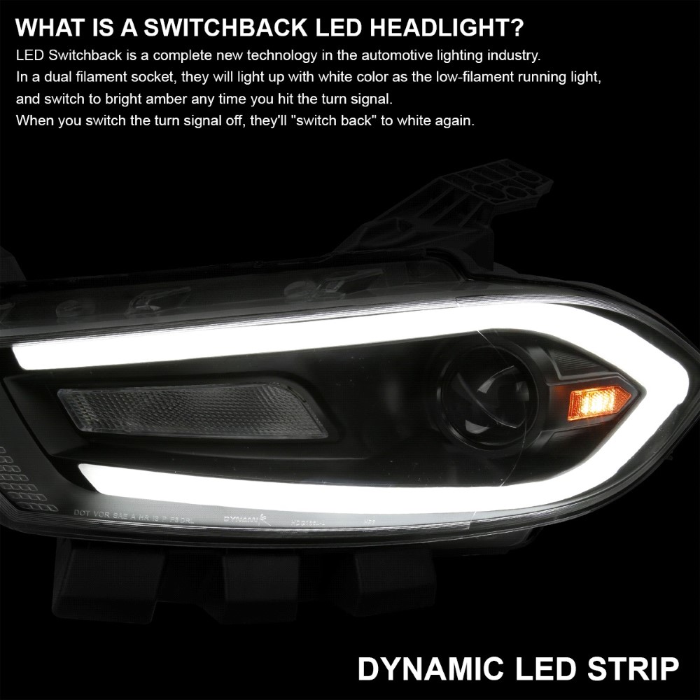 SpecD 20132016 Dodge Dart Projector Headlight w/ LED DRL & Switchback