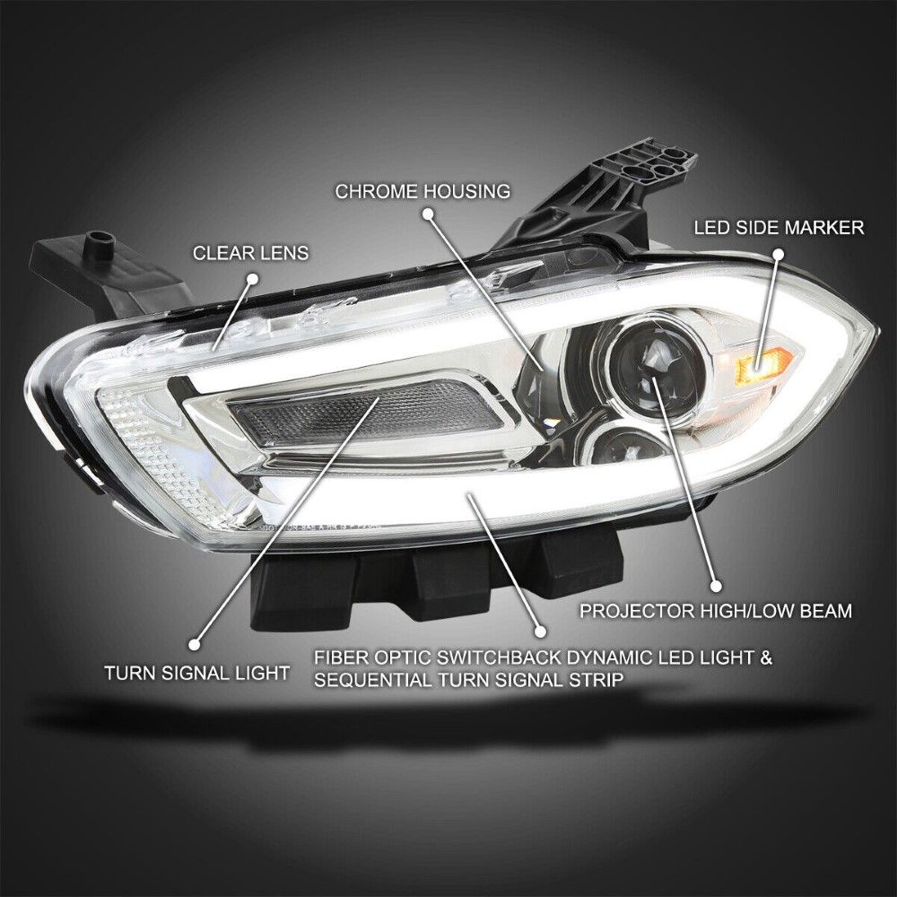 SpecD 20132016 Dodge Dart Projector Headlight w/ LED DRL & Switchback