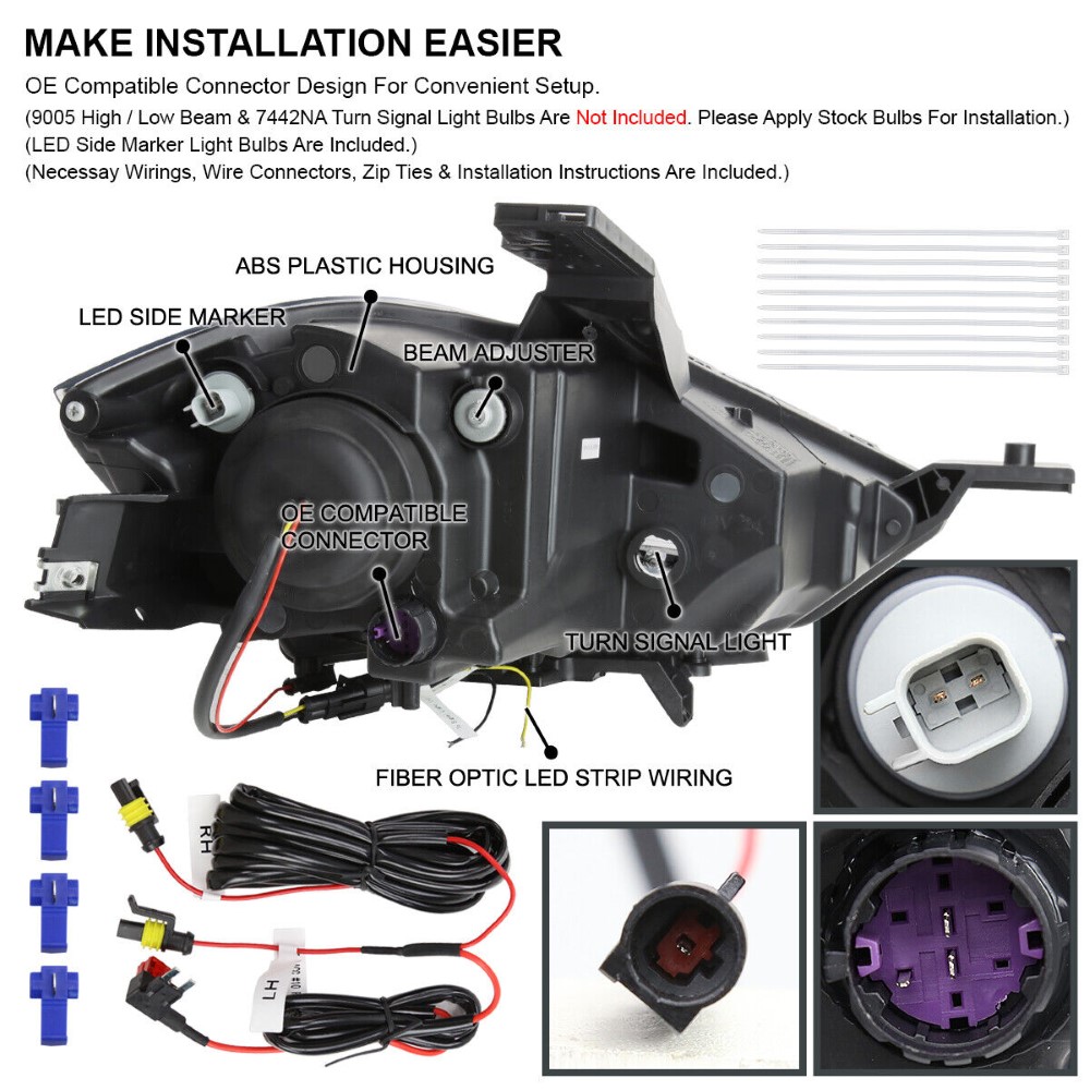 SpecD 20132016 Dodge Dart Projector Headlight w/ LED DRL & Switchback