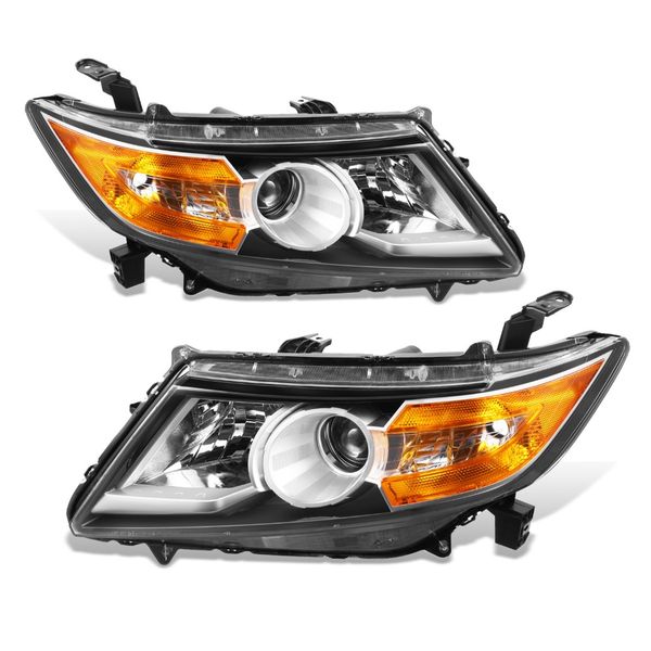 20142017 Honda Odyssey [Halogen Model] Black Housing Headlights OE Style Driver + Passenger