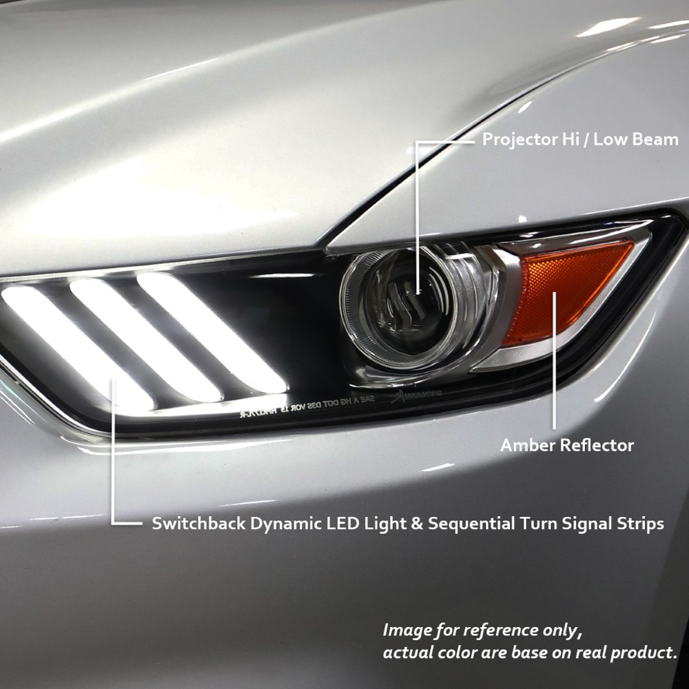 SpecD 20152017 Ford Mustang Projector Headlights w/ LED DRL & Seq