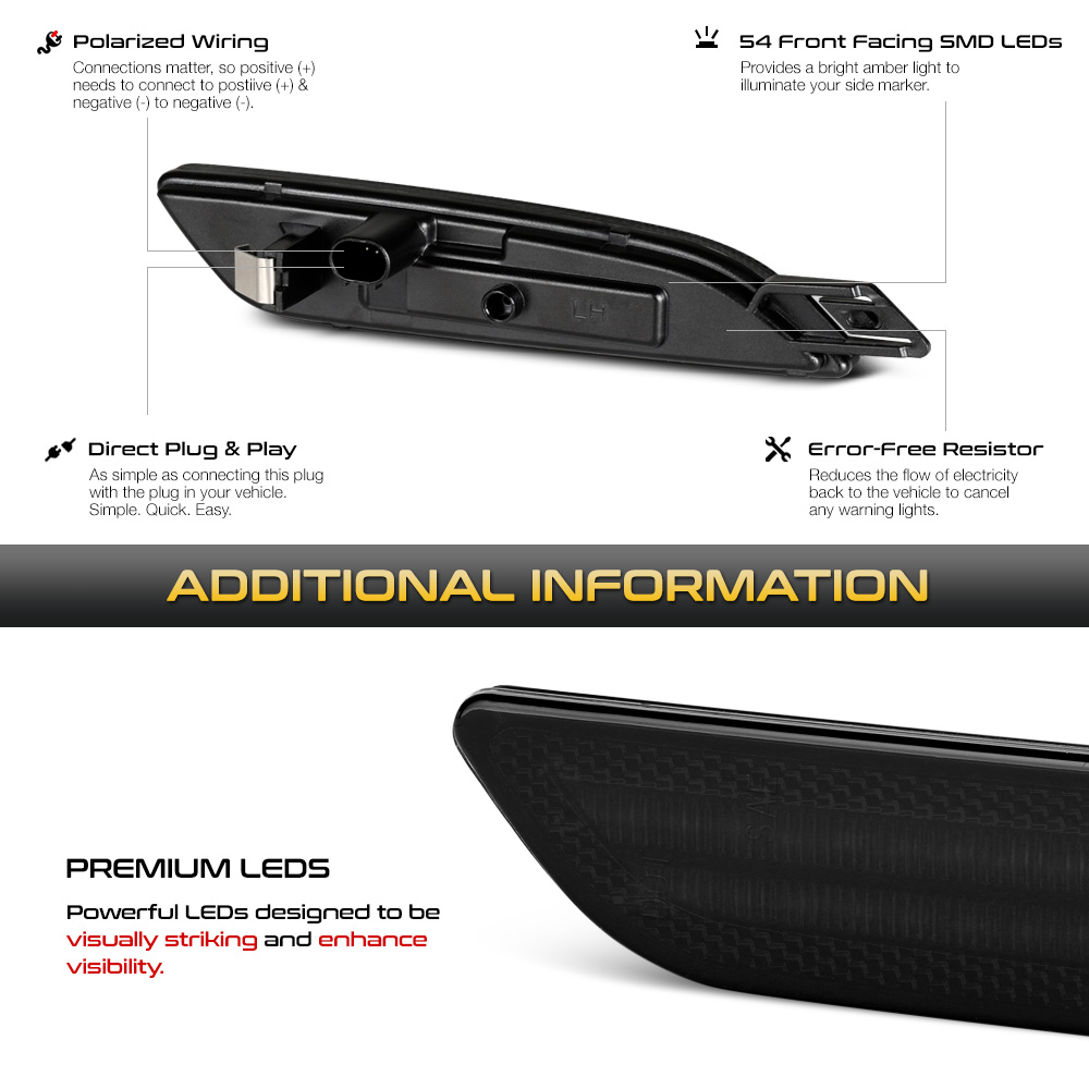 20152018 Porsche Cayenne 958.2 LED Side Marker Lights Smoked Lens LACSMLPOCY15AMSM