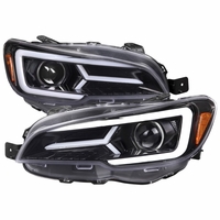 2015-2021 Subaru WRX / 15-17 STI LED Bar Projector Headlight w/ Sequential Turn Signals - Jet Black Housing / Clear Lens