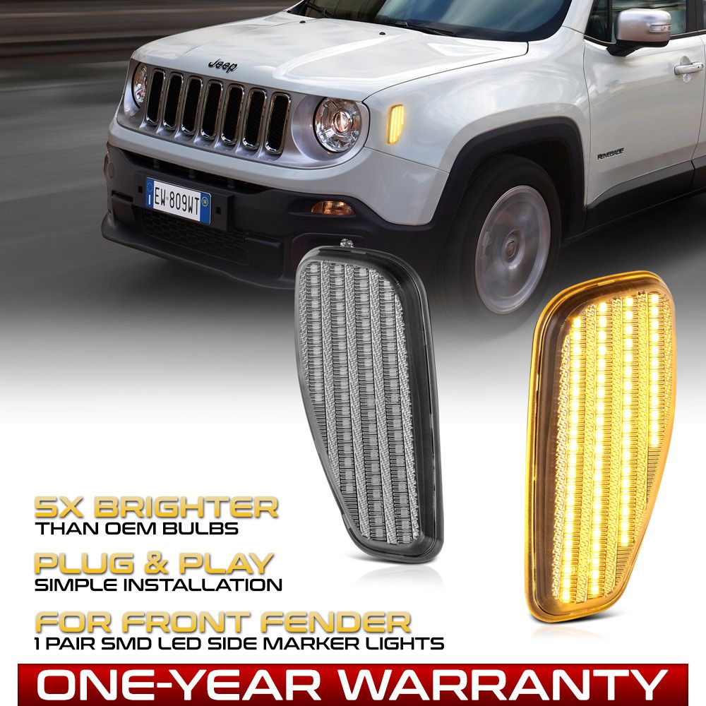 20152022 Jeep Renegade Amber LED Side Marker Lights Clear Lens LAC
