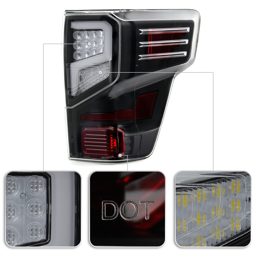 20162019 Nissan Titan / Titan XD FullLED Optic Style Tail Lights Black