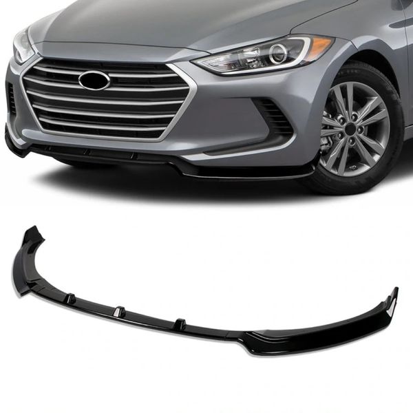 2017-2018 Hyundai Elantra Front Bumper Lip - 3 Pieces Design - Gloss Black