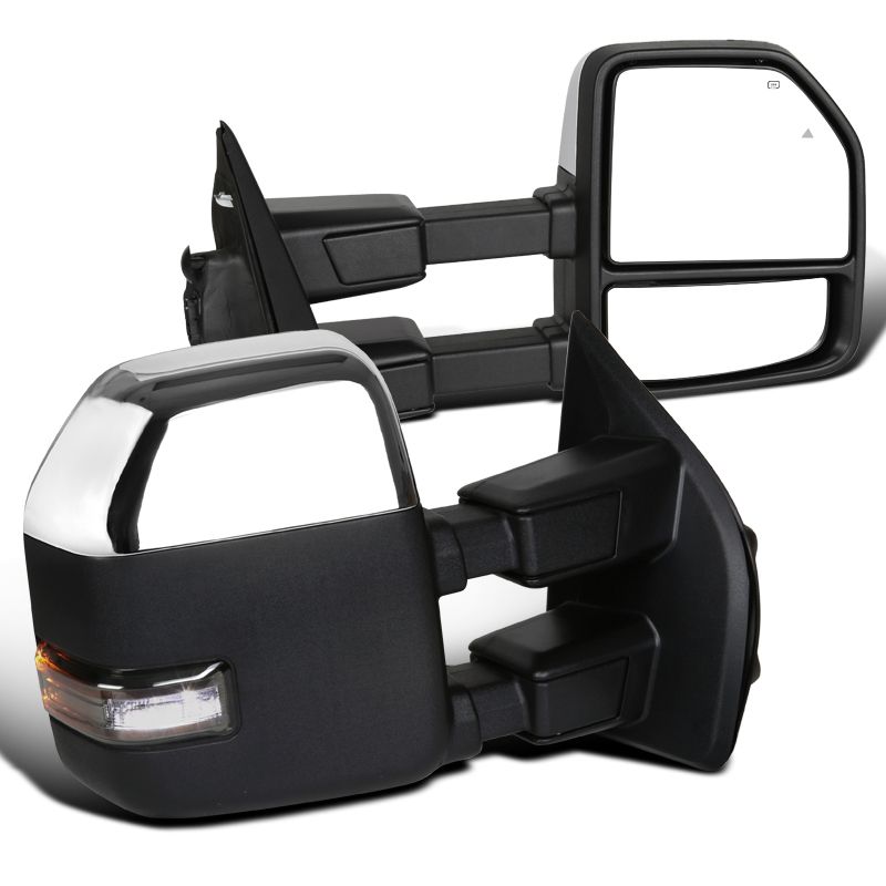 Factory Style Tow Mirrors 20172019 F250 F350 SuperDuty Power+Heated+Smoke Signal Chrome Tow