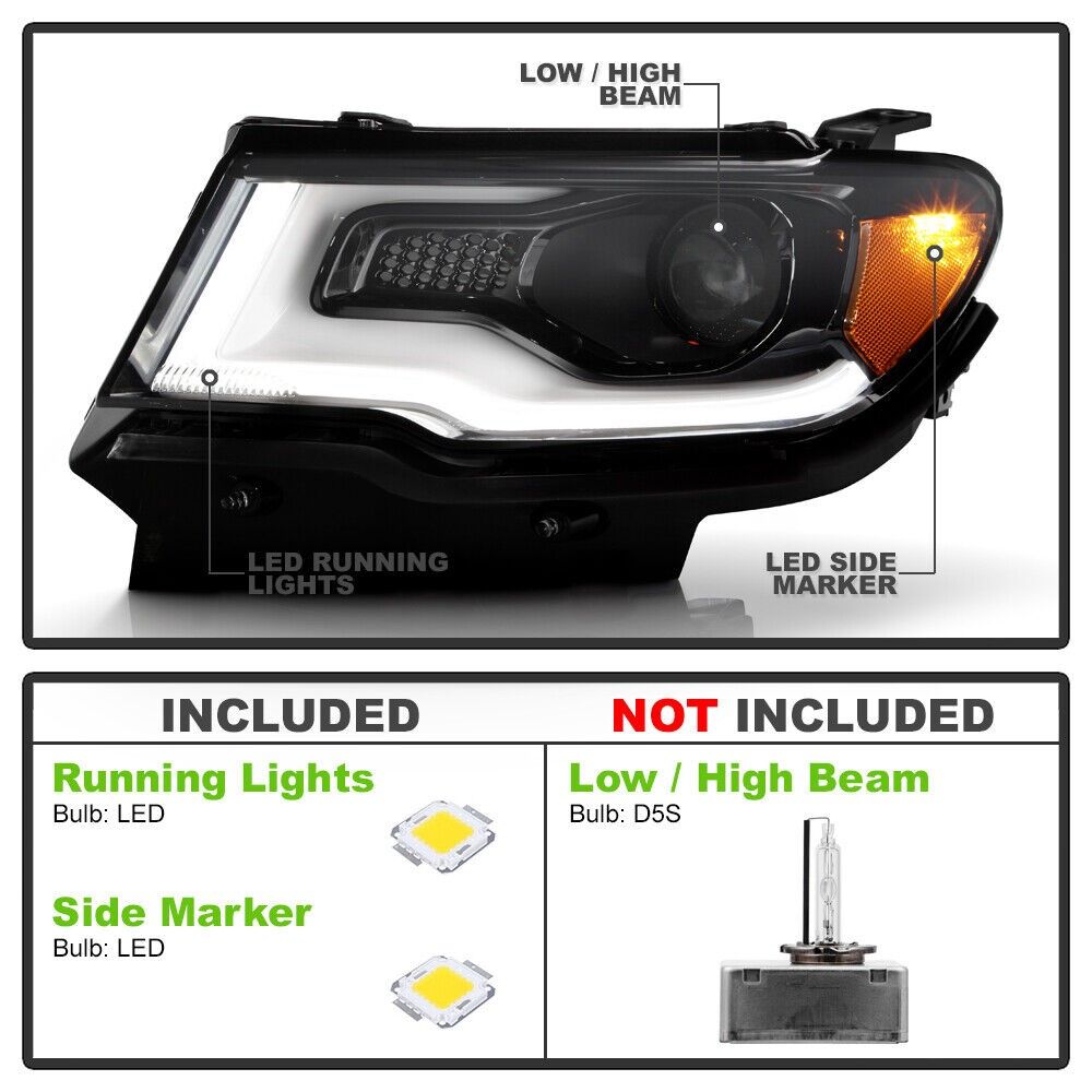 Spyder 20172021 Jeep Compass HID/Xenon LED DRL Projector Headlight