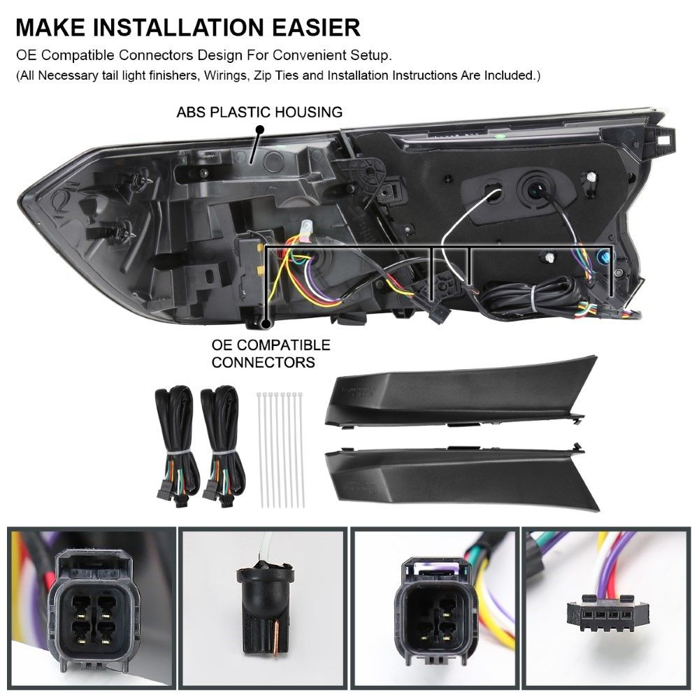 SpecD Tuning 20182022 Honda Accord Sedan Black Tail Lights LED