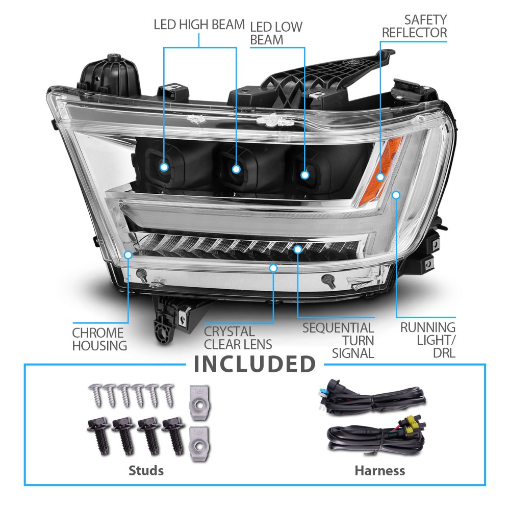 CG 20192021 Dodge Ram TriProjector Full LED Headlights w/ LED DRL