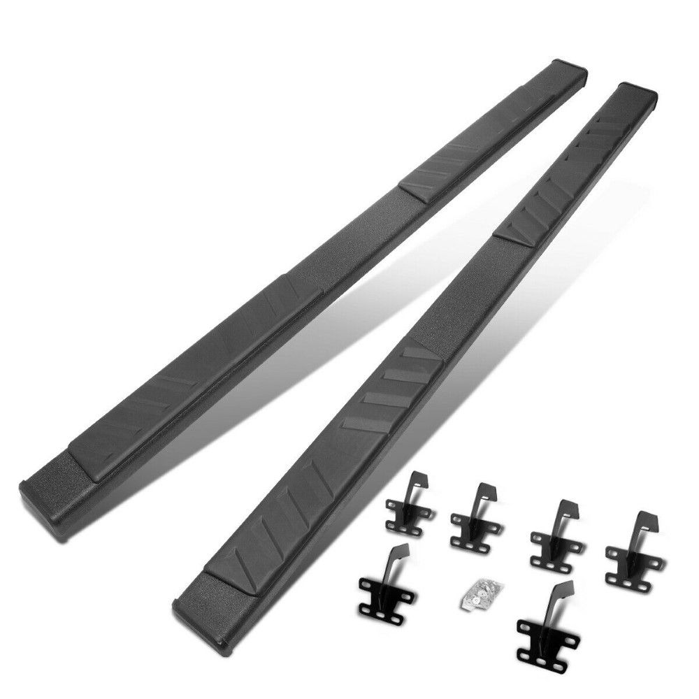 20192021 Ram 1500 Quad Cab 5" OD Powdercoated Flat Running Board Step Bars Black