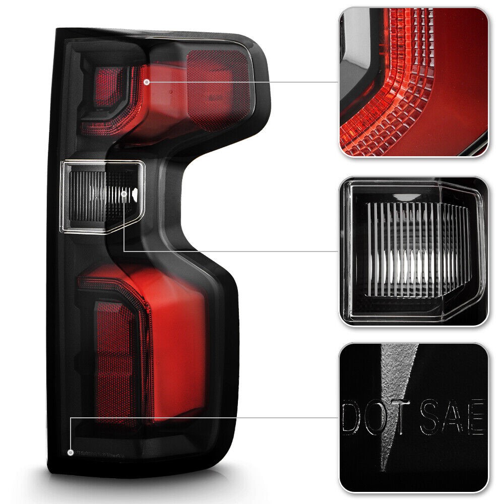 Red Tail Light LED Car &amp; Truck Light Bulbs &amp; LEDs LED Tail Lights For 2019-2023 Chevy Silverado 1500 (Red Smoked Lens) - Incandescent Models Chevy Silverado LED Tail Lights