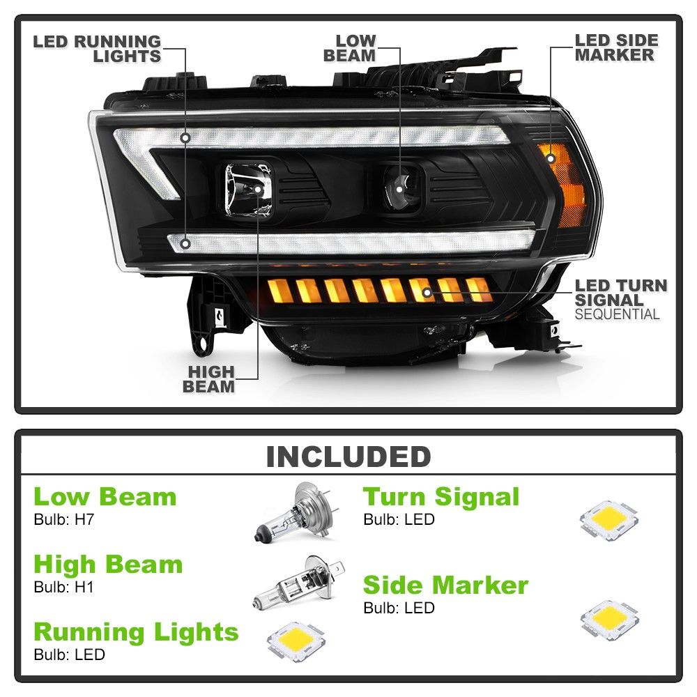 Combo LED Headlight Kit For Toyota Tacoma 2005-2011 – Hi/Low Beam + Fog Lights – 6000K Bright White