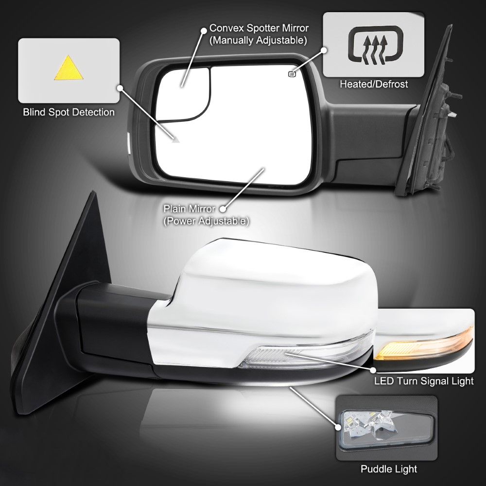 Kool Vue Passenger Side Mirror, Power, Power Folding, Heated, Chrome, In-Housing Signal Light - Foto 2