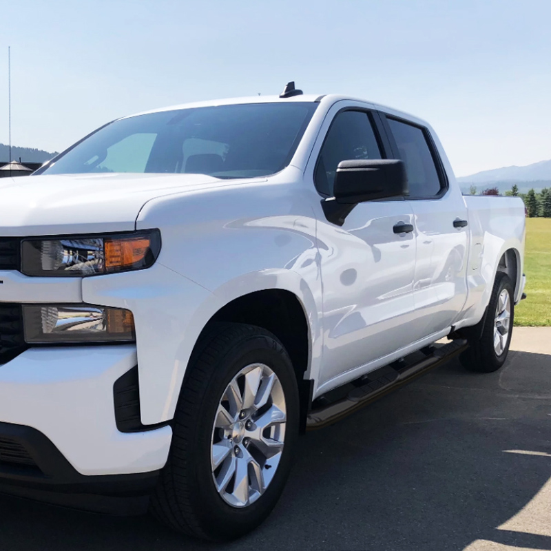 20192021 Chevy Silverado GMC Sierra 1500 Crew Cab S/S 3inch Round Black Side Step Nerf Bars