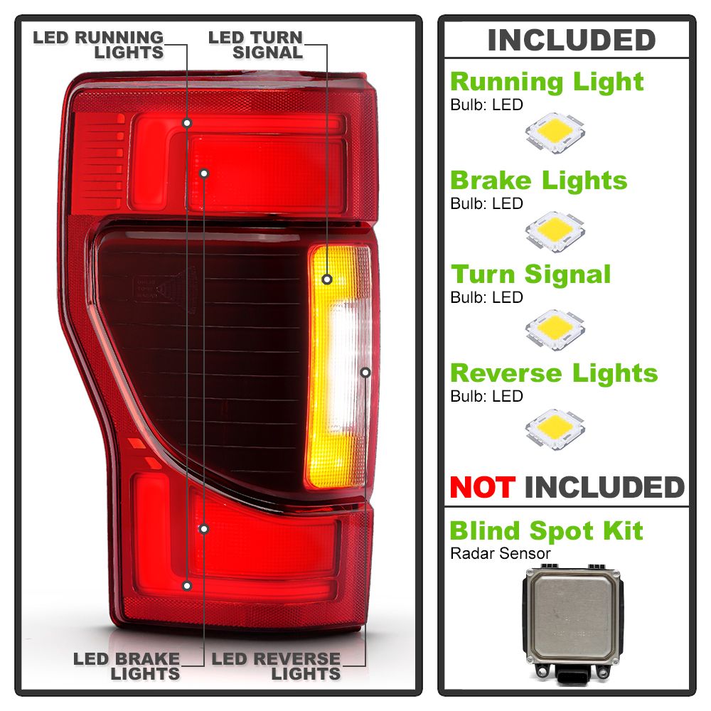 2020-2022 Ford F250 F350 SuperDuty FULL LED w/ Blind Spot Tail Light ...