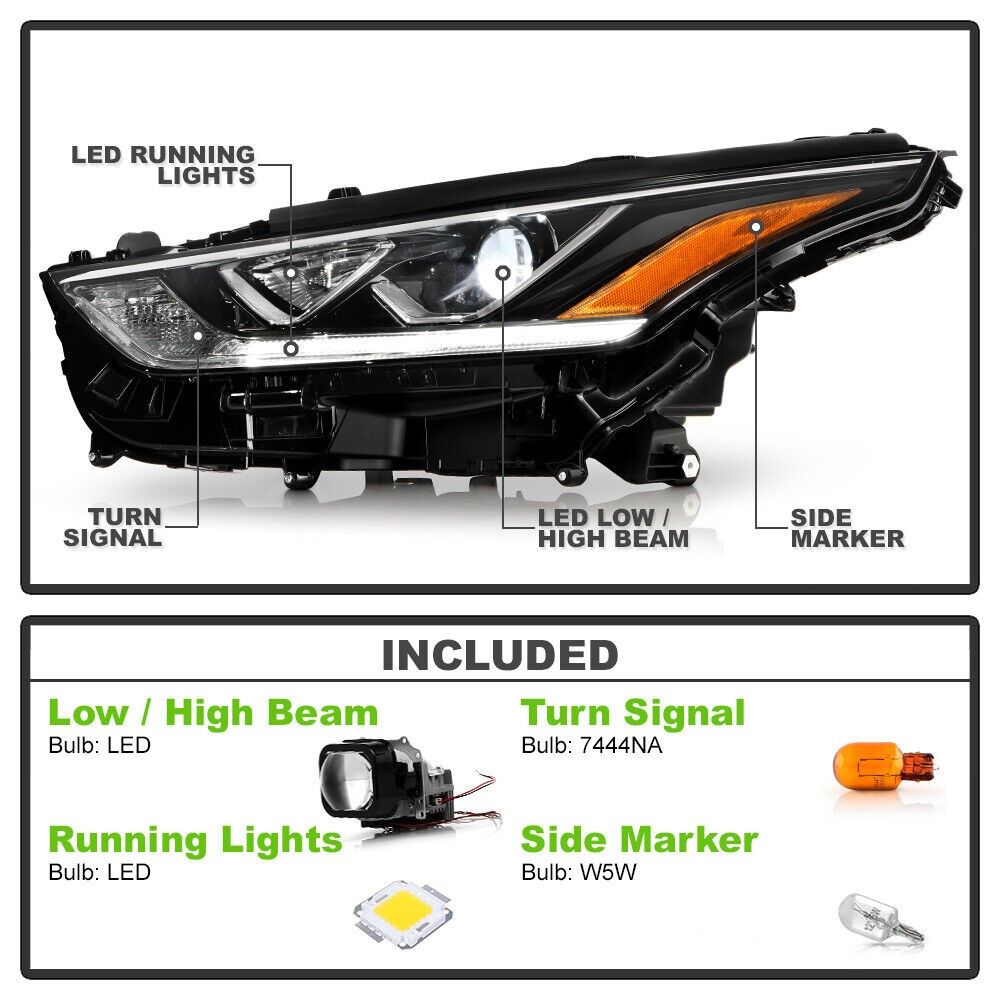20202023 Toyota Highlander w/ LED DRL Projector Headlight Driver