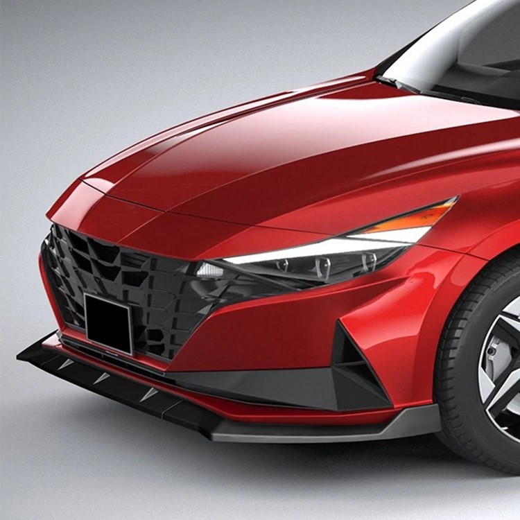 2021-2022 Hyundai Elantra Front Bumper Lip 3 Pieces STP Style - Matte Black