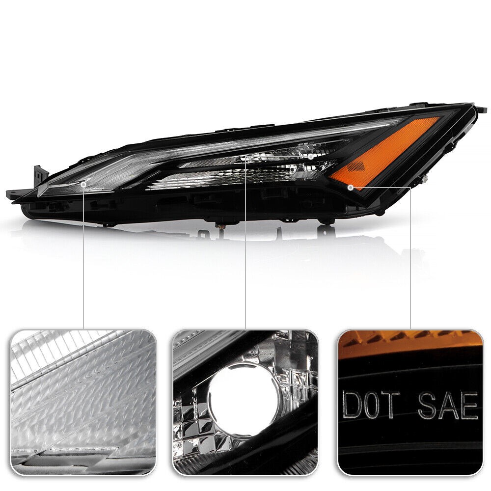 Right Passenger Side Headlight Assembly For Nissan Rogue (2021-2023) – LED DRL With Halogen Turn Signal, Black Housing