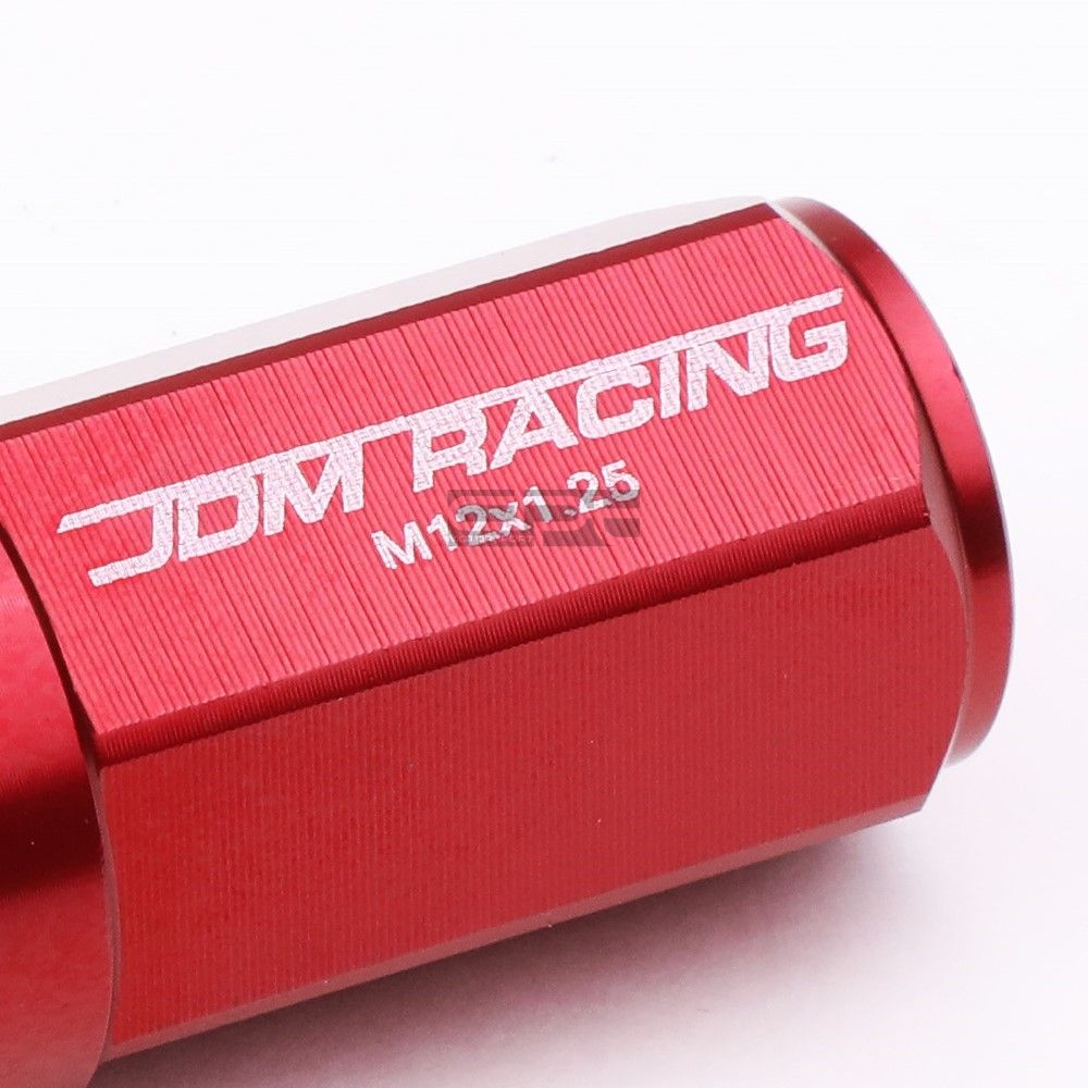 20Pcs/Set JDM Aluminum Red Lug Nuts W/Cap+Adapter M12X1.25 23MM OD/53MM
