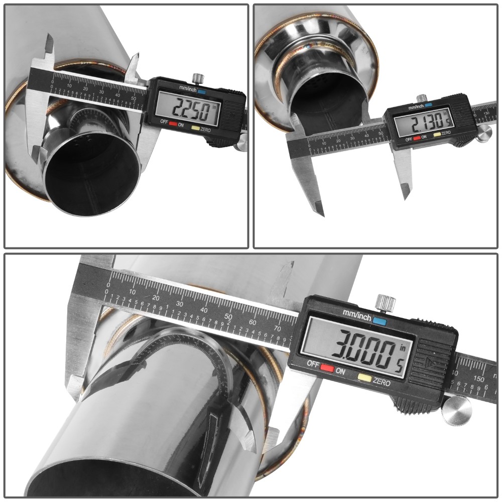 DTM 4" Fire Ball Tip Black Stainless Racing Exhaust Muffler – 2.5" Inlet, With Silencer