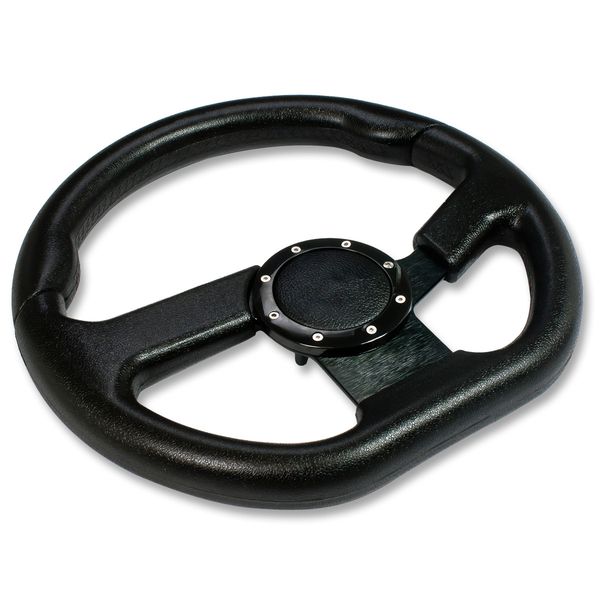 320Mm 6Hole Aluminum Racing Steering Wheel Full Black Pvc Leather Horn