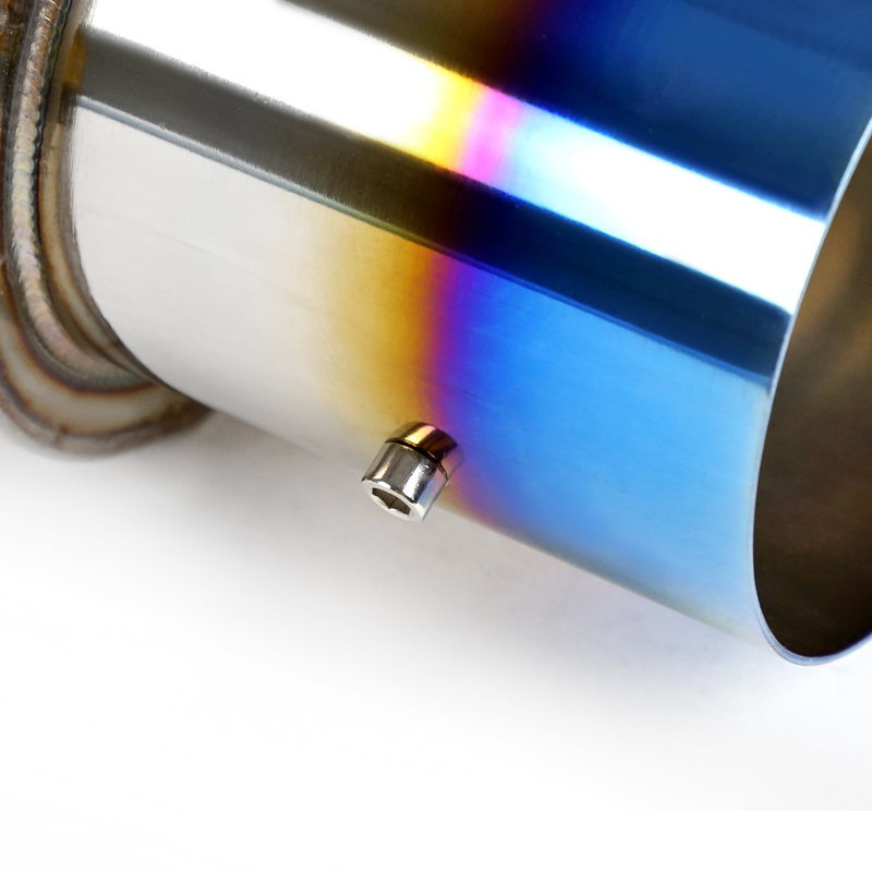 4" Round Titanium Burnt Tip S/S N1 Exhaust Muffler 2.5" Inlet+Silencer