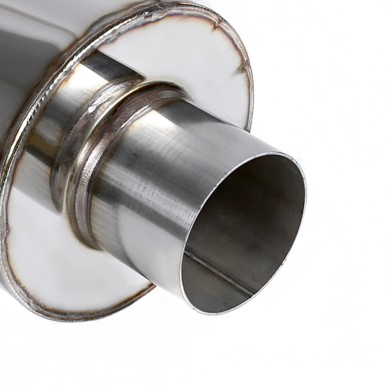 4" Round Titanium Burnt Tip S/S N1 Exhaust Muffler 2.5" Inlet+Silencer