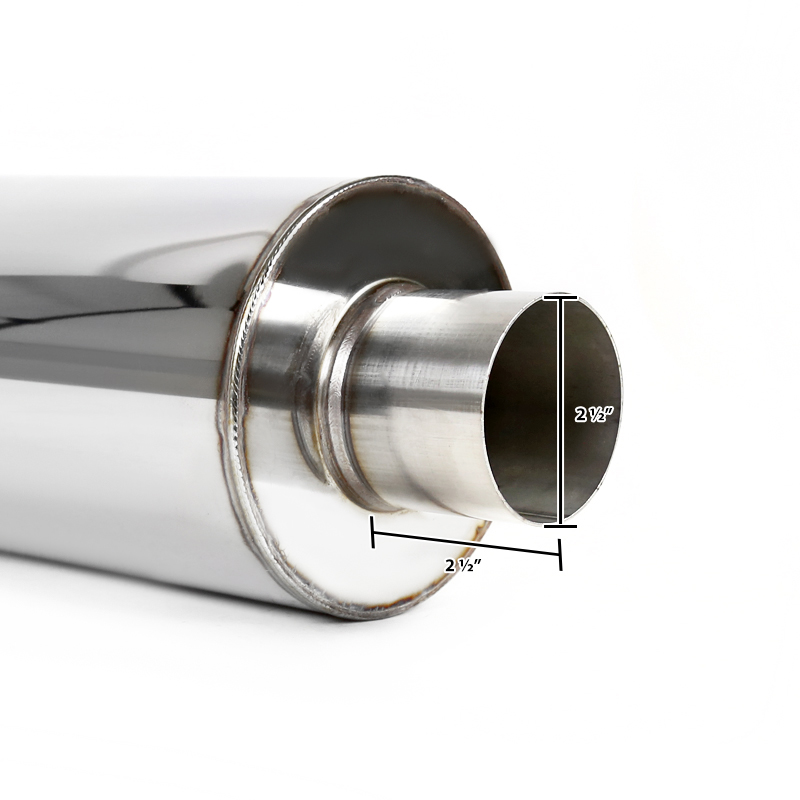 4" Round Titanium Burnt Tip S/S N1 Exhaust Muffler 2.5" Inlet+Silencer