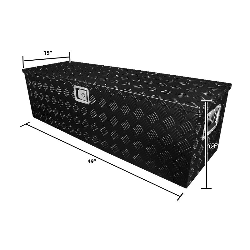 49" Heavy Duty Black Textured Aluminum Tool Box Trailer Storage Trunk