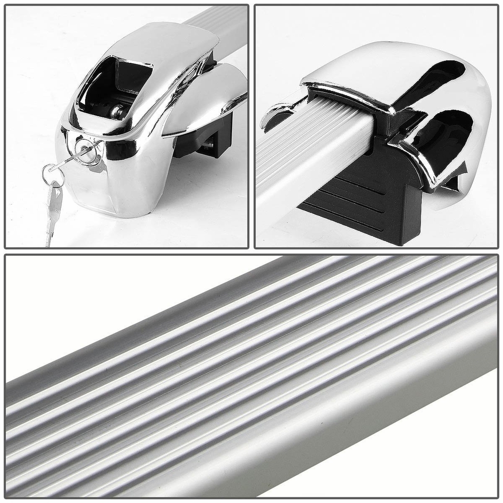 50" Adjustable Pair of Aluminum Square Cross Bar Cargo Roof Racks+Keys Lock