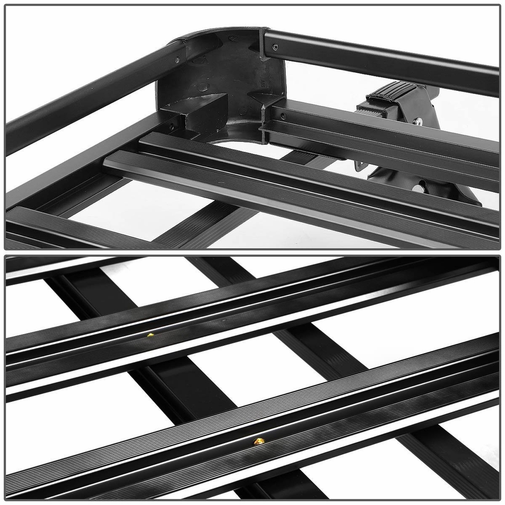 50" x 38" Aluminum Roof Rack Top Cargo Carrier Basket+Cross Bar (Black)