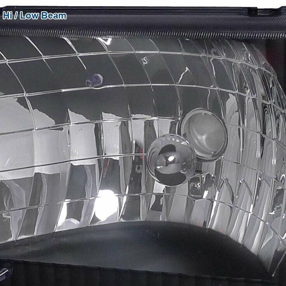 9206 Ford Econoline Black Headlights+Turn Signal Corner Lamps By