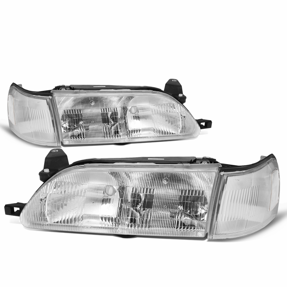 93-97 Toyota Corolla OE-Style Replacement Headlights - Chrome / Clear