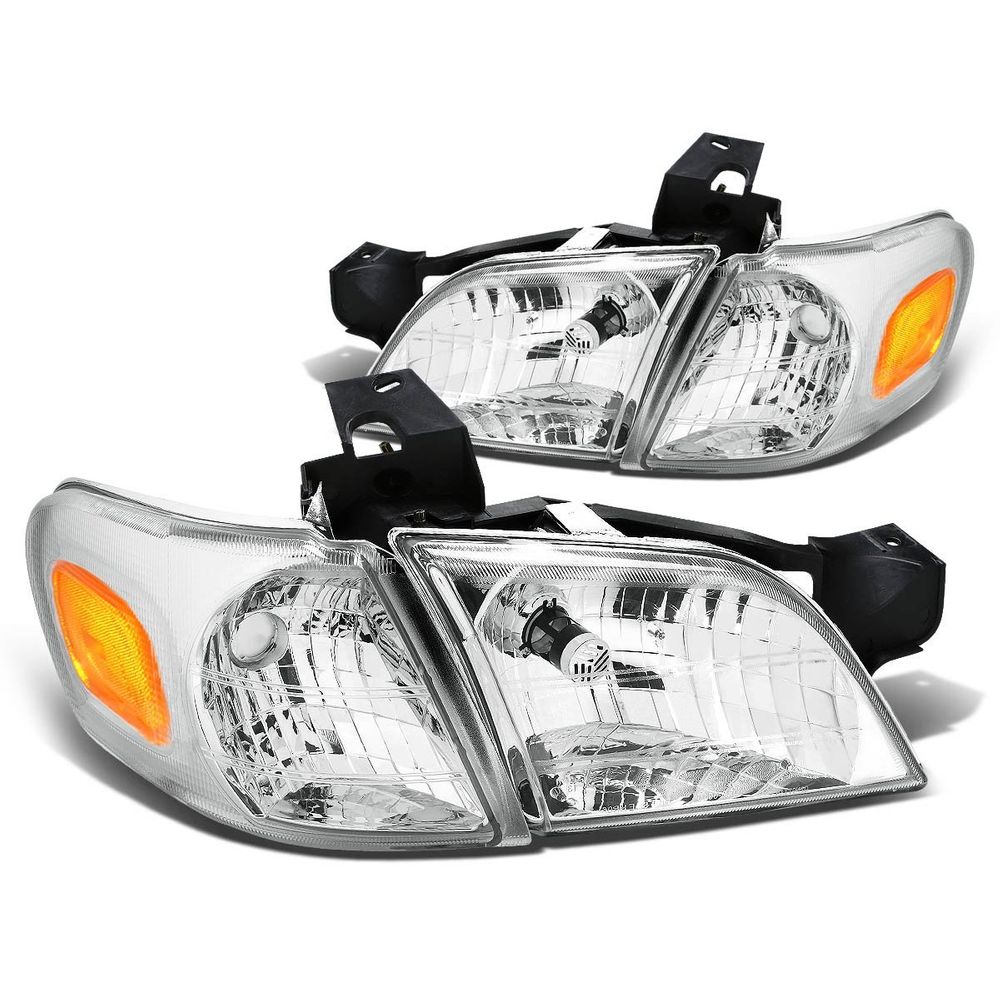 FOR CHEVY VENTURE 1997-2005 EURO BLACK HOUSING CLEAR CORNER HEADLIGHTS LIGHTS