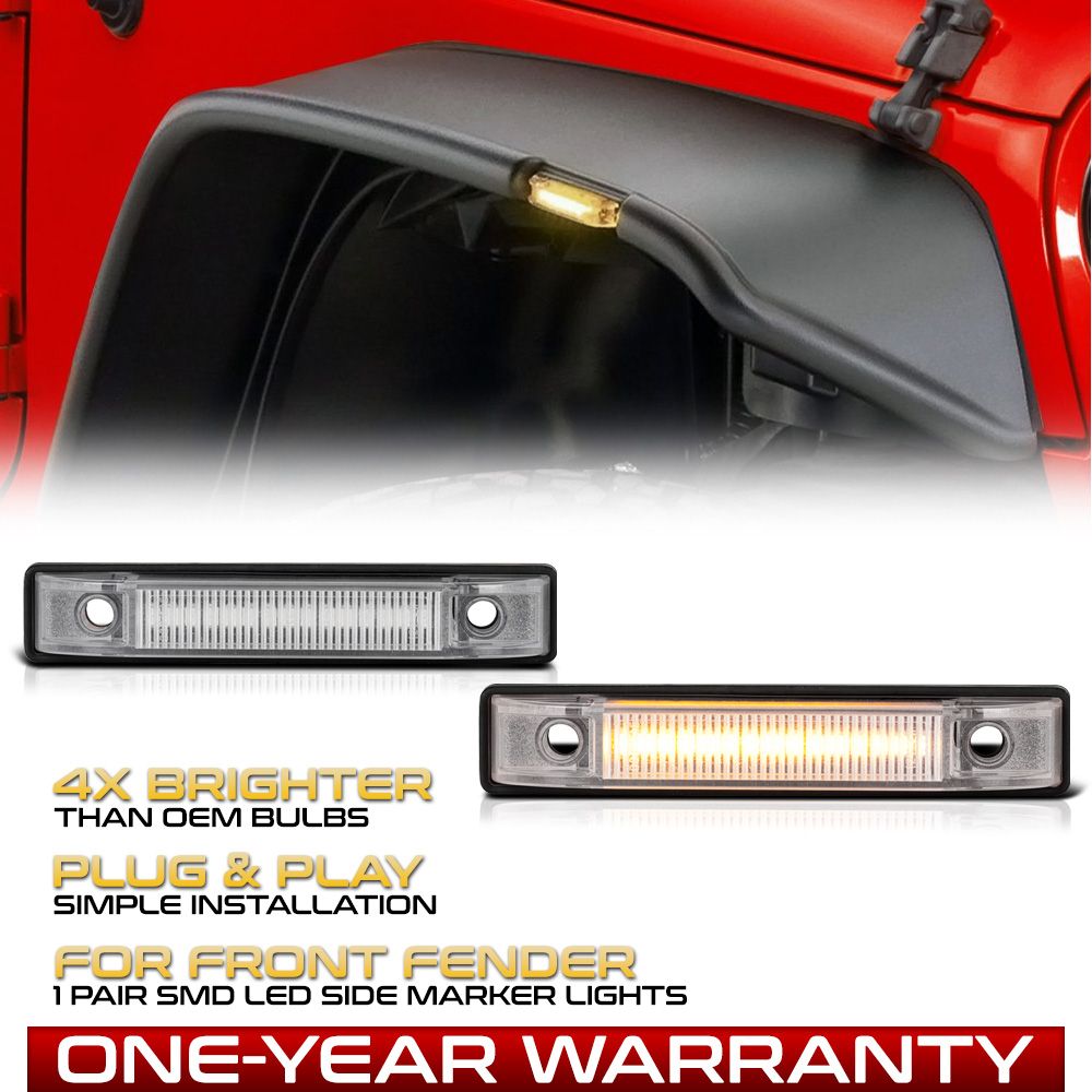9718 Wrangler w/Bushwacker Fender Flare Amber LED Side Marker Lights