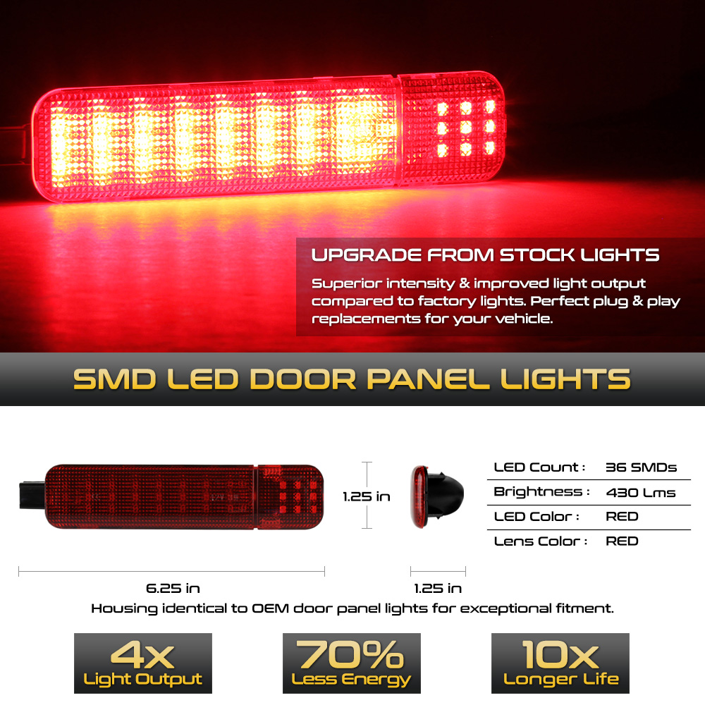 97+ Chevy/GMC C/K Tahoe Yukon Red LED Interior Door Panel Light - LAC ...