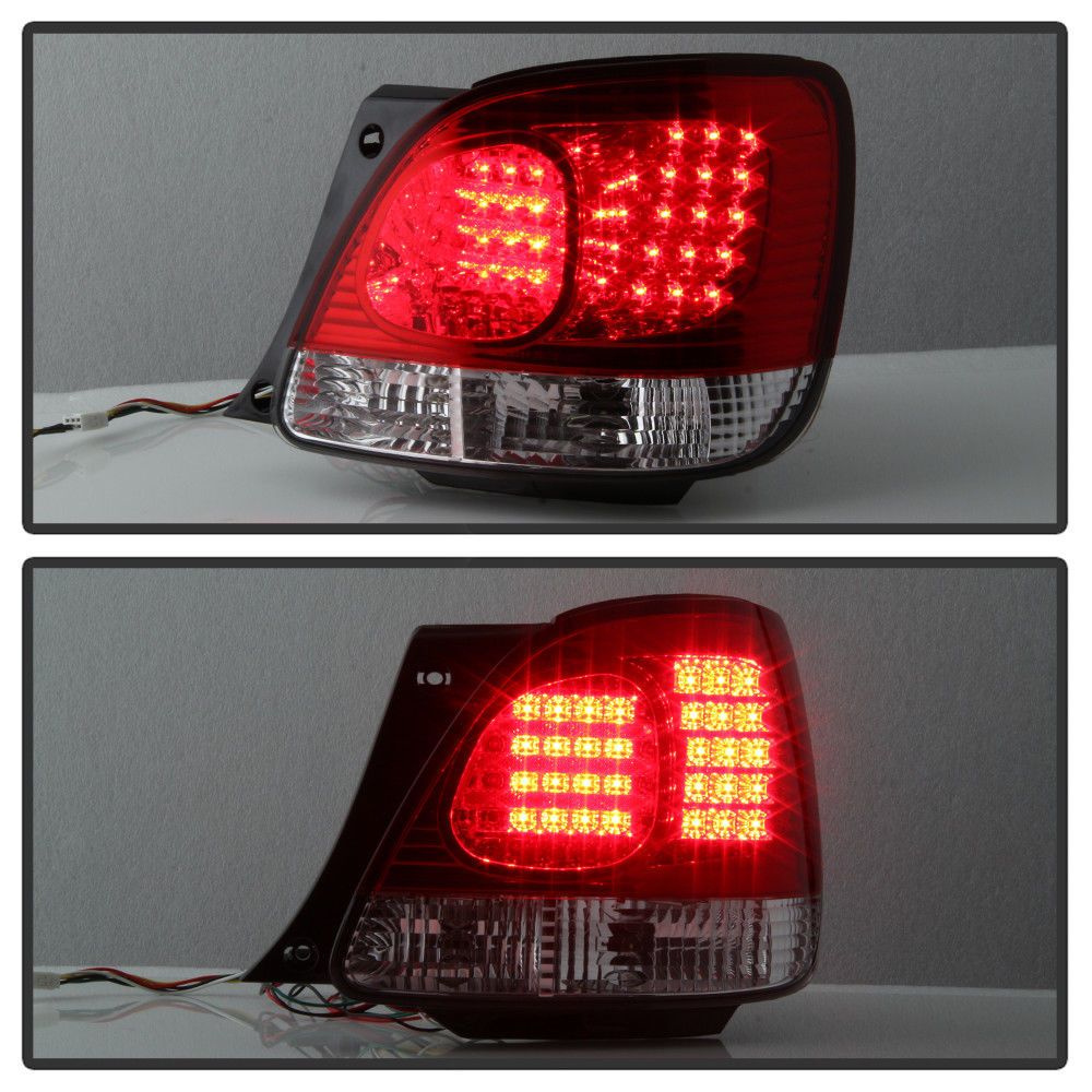 9805 Lexus GS300 GS400 LED Tail Lights + Truck Piece Red Clear