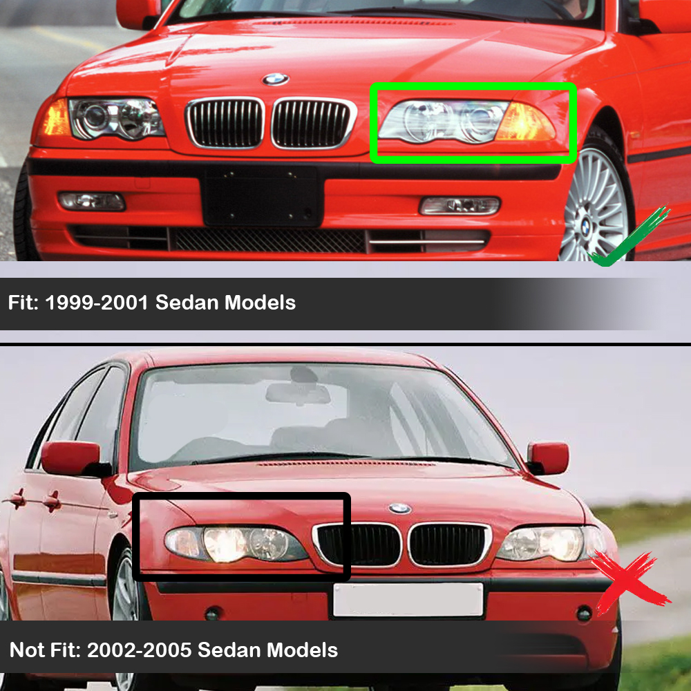 車のヘッドライトカバー E46 4ドア 3シリーズ 1998 1999 2000 2001 