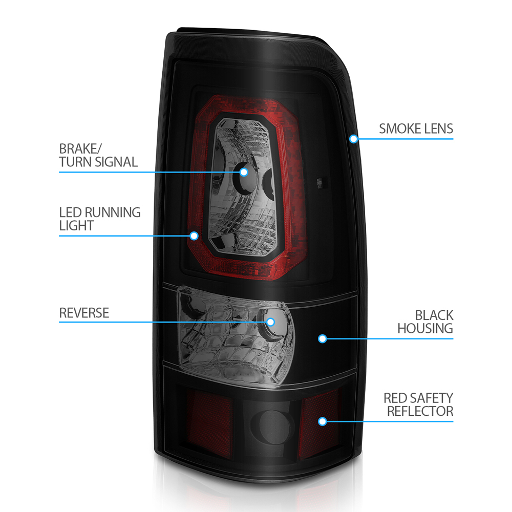 9902 Chevy Silverado / GMC Sierra LED Tail Lights Black / Smoked